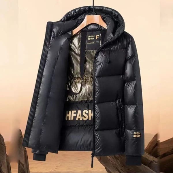 S19ee2598a6ab43258c8ad67b4e640ef4mDown Jacket Men Winter Waterproof Goose Jacket Men Luxury Brand Hooded Feather Goose Coat Women Black