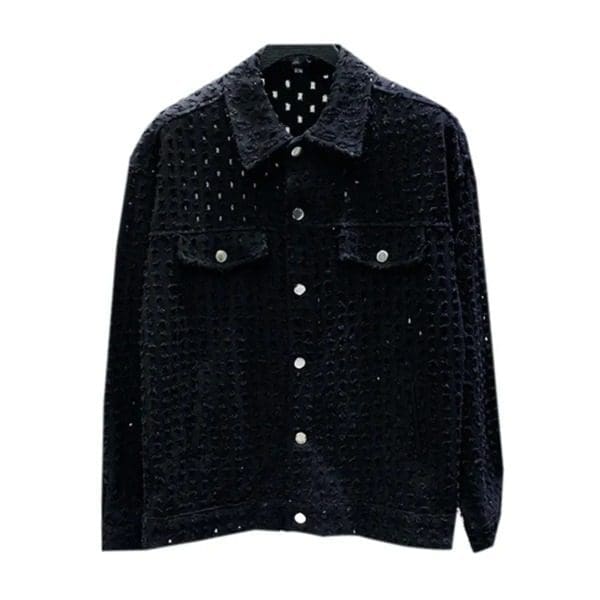 S5e31427effb741dbb823570c4078a3c5APFHQ Solid Color Sequin Decorate Niche Design Men s Jacket High Quality Street 2023 Summer Loose