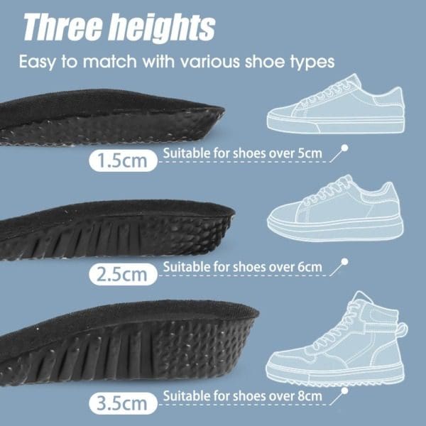 S66c09d96a0ef4ed880e341e5a4ffc0d3SHeight Increase Insoles Silicone Memory Foam Shoe Pads Arch Support Orthopedic Cushion Sports Running Heel Lift