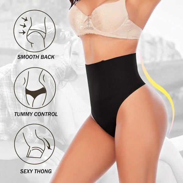 Sf30a8f516cde4387995d2f5a6678b7f2TWomen Slimming Panties Body Shaper High Waist Thong Belly Control G String Waist Trainer Butt Lifter