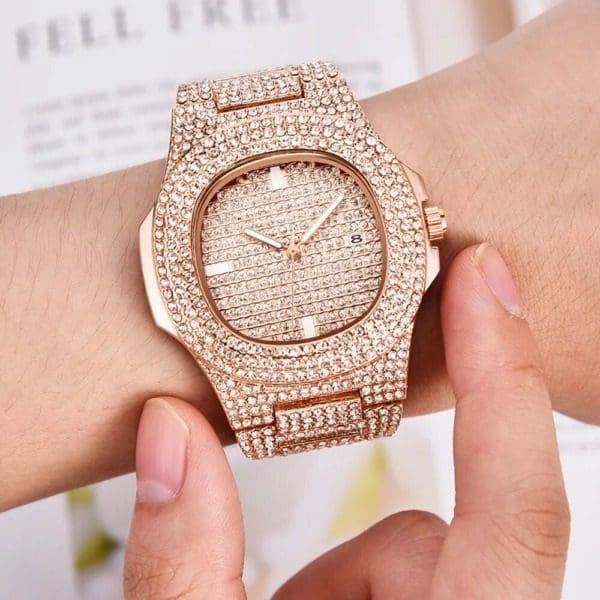 H89f0ce5e149a4f01881e07c76cc17074L2021 Fashion Iced Out Watch Men Diamond Steel Hip Hop Mens Watches Top Brand Luxury Gold